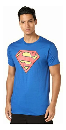 Dc Comics Men's Superman Classic Logo T-shirt, Royal, Medium Color Real