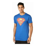 Dc Comics Men's Superman Classic Logo T-shirt, Royal, Medium Color Real