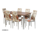 Juego Cocina Comedor Mesa 1.40 + 6 Sillas Pintadas Capri Co8