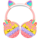 Audifonos Bluetooth Diadema Unicornio Orejas Kawaii Pop It