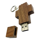 Usb De Cruz De Madera - Llavero - Católico Jesús Y La Virgen