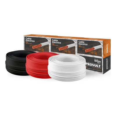 Paquete de 3 Rollos Cable Eléctrico Calibre 12 100 Metros Cada Uno Negro\u002FRojo\u002FBlanco Provolt THW | Envío gratis
