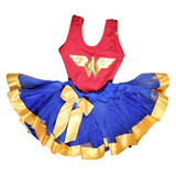 Conjunto Body Infantil Similar Mulher Maravilha Saia Tule