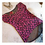 Remera Leopardo Espalda De Microtull Transparente