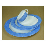 Vajilla De Porcelana 30 Pzs Para 6 Personas Blanco Azul Home