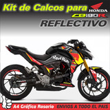 Calcos Honda Cb190r Kit Red Bull + Llantas - Reflectivo