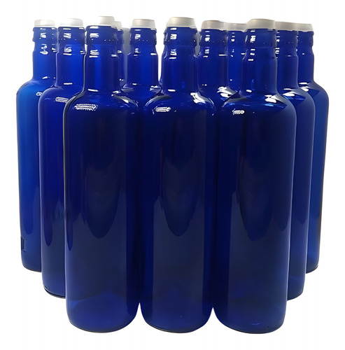 12 Botella Hoponopono Vidrio Azul Solarizar Agua