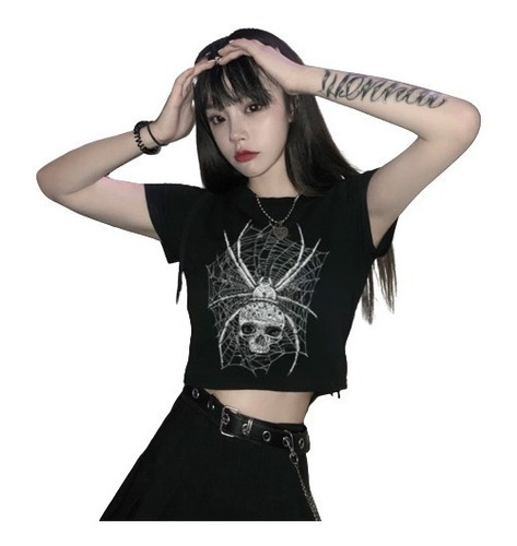 Blusa Top De Araña Calavera Lolita Kawaii Rockera