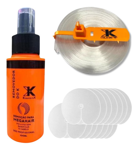 Kit Mega Hair Removedor K + Queratina Fita + Separador Mech