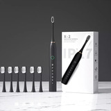 Negro Cepillo Dental Electrico Recargable Sónico +6cabezales