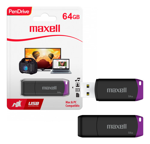 Pendrive 64gb Maxell Usbpd-64 Usb Compatible Mac Y Windows