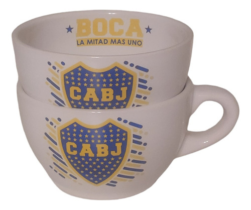 Set Desayuno Taza+bowl Cerámica River Boca Fútbol Cartoon 