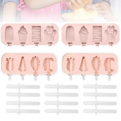 16 Moldes De Silicon Paletas Para Heladas Hielos + Cubrir