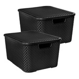 Kit 2 Caixas/cesto Organizador Rattan 20 Litros Reforçado