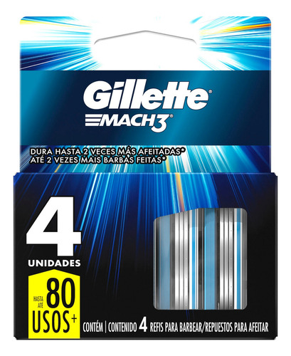 Repuestos Para Maquina De Afeitar Gillette Mach3 Con 4 Unidades