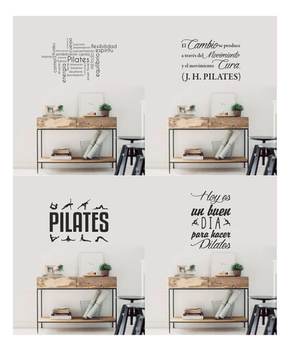 Vinilo Decorativo Frase Pilates Gimnasio Gym Fitnes Textos