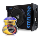 Subwoofer 12 Amplificado 1200w Spl + Kit De Cables Steelpro
