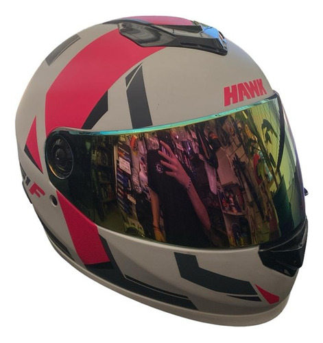 Casco Rs1f Blanco/fucsia Mate C/grafico C/visor Tornasolado