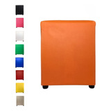 Puff Quadrado Banqueta Cubo Decorativo Organizador Courino Cor Laranja