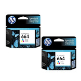 Kit 2 Tinta Hp 664 F6v28al Tri Color Para Impresora 1115