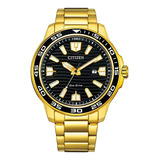 Reloj Citizen Ecodrive Analog Aw170288e Hombre Color De La Malla Dorado Color Del Bisel Negro Color Del Fondo Negro