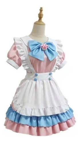 Set De Disfraz De Sirvienta Lolita Kawai Para Cosplay, Rosa