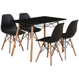 Juego De Comedor 4 Puestos Norway Negro Inval