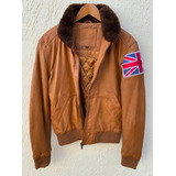 Chamarra De Piel Tipo Schott N1 Deck Jacket Union Jack...