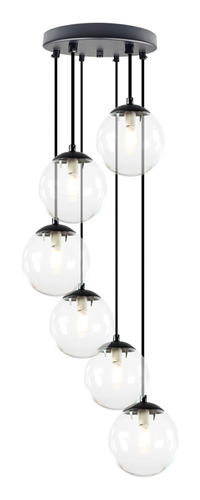 Luminária Pendente Espiral Globo Jabuticaba Moon Vidro 3 Mts