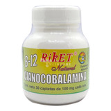 Vitamina B12 Cianocobalamina 30 Capletas De 100 Mg Riket Sabor Sin Sabor