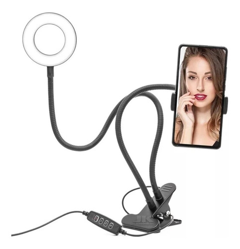 Ring Light Selfie De Mesa Gravação De Video Call E Maquiagem