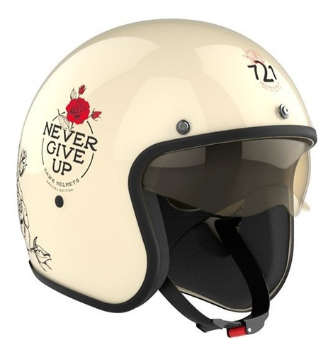 Casco Moto Abierto 721 Hawk Never Give Up Mujer Vintage