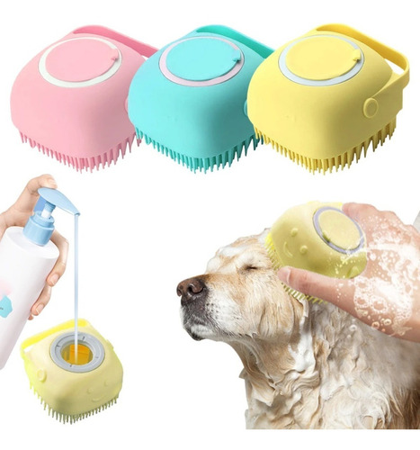 Escova Banho Pet, Esponja Macia Dispenser Animais Cães/gato
