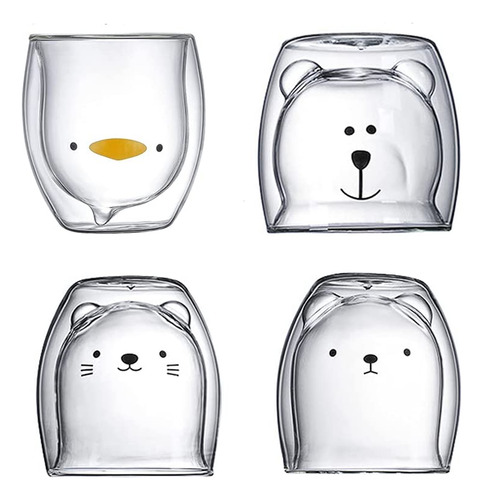 Vasos De Doble Capa Con 4 Lindas Piezas De Animales