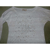 Sweater Blusa Remera Con Apliques Impecable Tela Stretch