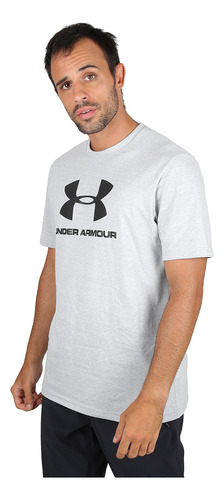 Remera Underarmour Sporstyle Logo Gris Hombre