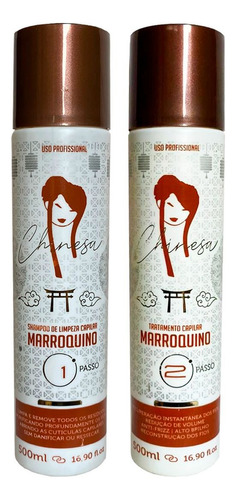 Kit Escova Marroquina Chinesa Cosmeticos 2x500ml