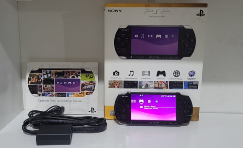 Psp Slim 3000 Sony Black Piano Com 64gb Na Caixa E Manuais Americano