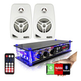 Kit Som Ambiente Amplificador Bluetooth + Caixa Acustica 55w