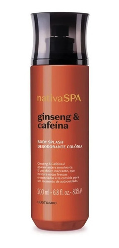 Body Splash Nativa Spa Ginseng E Cafeína 200ml