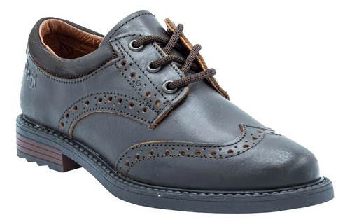 Zapato Niño Dogi 3900 Piel Café Arco Vestir Escolar 18-21.5