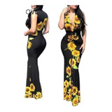 Mujer Vestido Mujer Profundo V-cuello Inmersión Girasol Esta