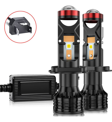 Kit De Faros Led Para Coche Proyector De Lupa H4 Alto Y Bajo