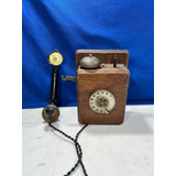 Antiguo Teléfono De Época Con Caja De Madera