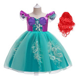 Vestido Sirenita Ariel Niñas Cosplay Disfraz Peluca De Sirena Niños Cumpleaños Navidad De Halloween Fiesta