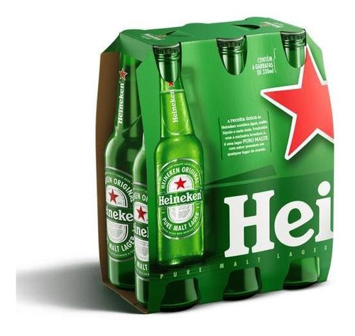Cerveja Heineken Long Neck Garrafa 330ml Com 6 Unidades