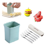 1 Pcs Taza Slicer, 5 Pcs Tenedores De Frutas, De Acero ...