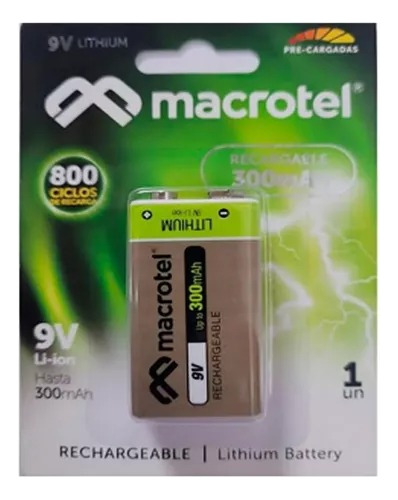 Bateria Recargable 9v, 250 Mah, 