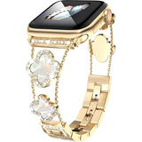 Malla De Metal Con Brillos Para Apple Watch 42/44/45mm Gold