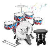 Drum Drum Set Kit Kids Jazz Drum Kit Con Taburetes Instrumen